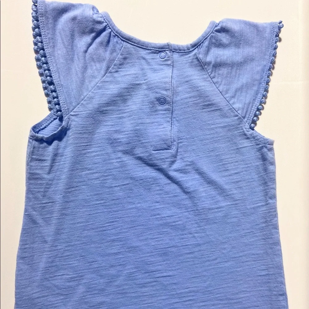 Oshkosh Toddler Girls 4t Flutter Sleeves Light Blue Shirt Top NEW